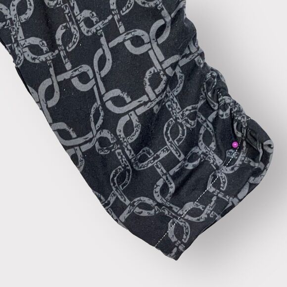 Soybu Activewear Dress Women M Black Pullover Geometric Link‎ Ruched 3/4 Sleeve - Picture 5 of 9